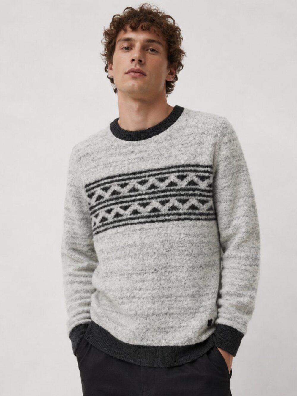 Scotch &‎ Soda Nordic Wool Blend Crewneck Sweater Gray Black Medium